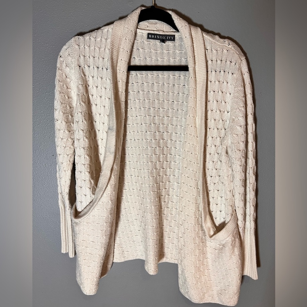 Brixton & Ivy Cream Open Front Cardigan with Scoop Pockets Sz M